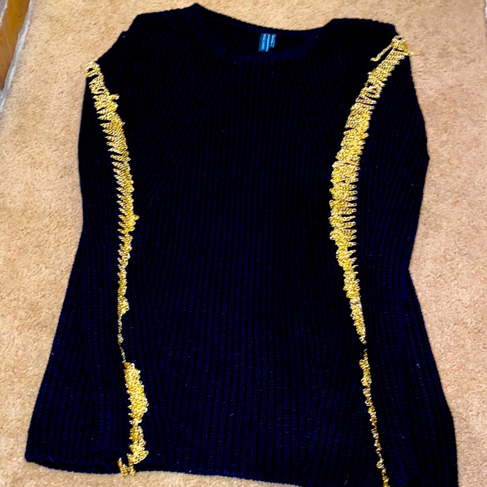 Guess Marciano Black Sweater with Gold Chains on Sleeves